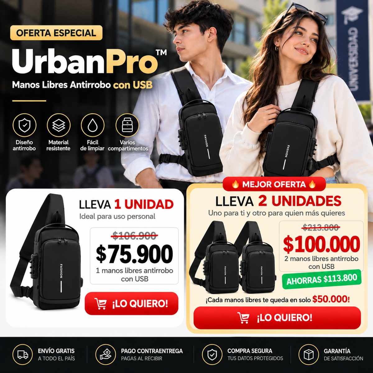 Manos Libres Antirrobo UrbanPro™ con USB