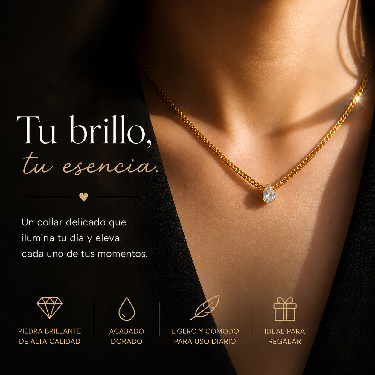 Collar de gota en cristal brillante