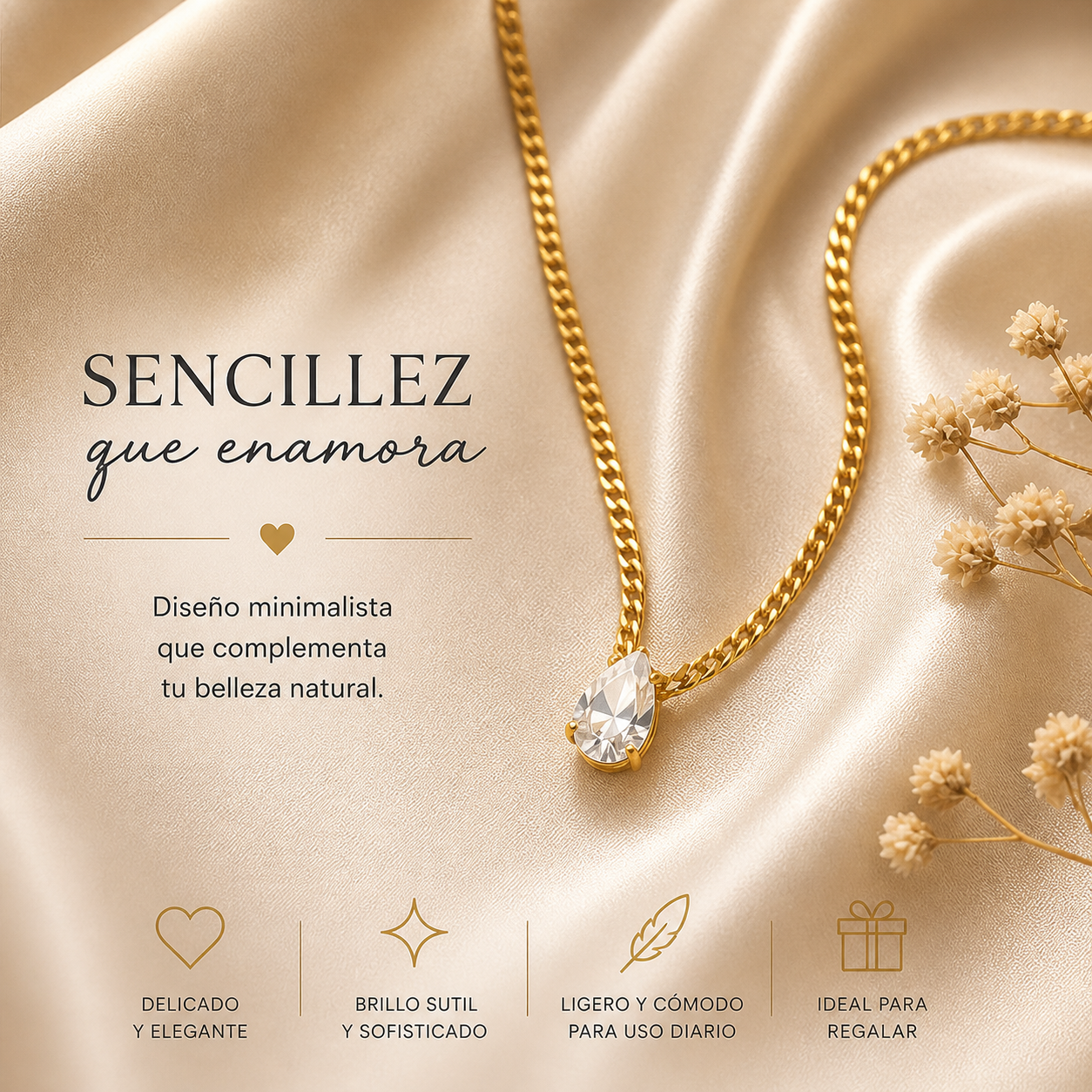 Collar de gota en cristal brillante